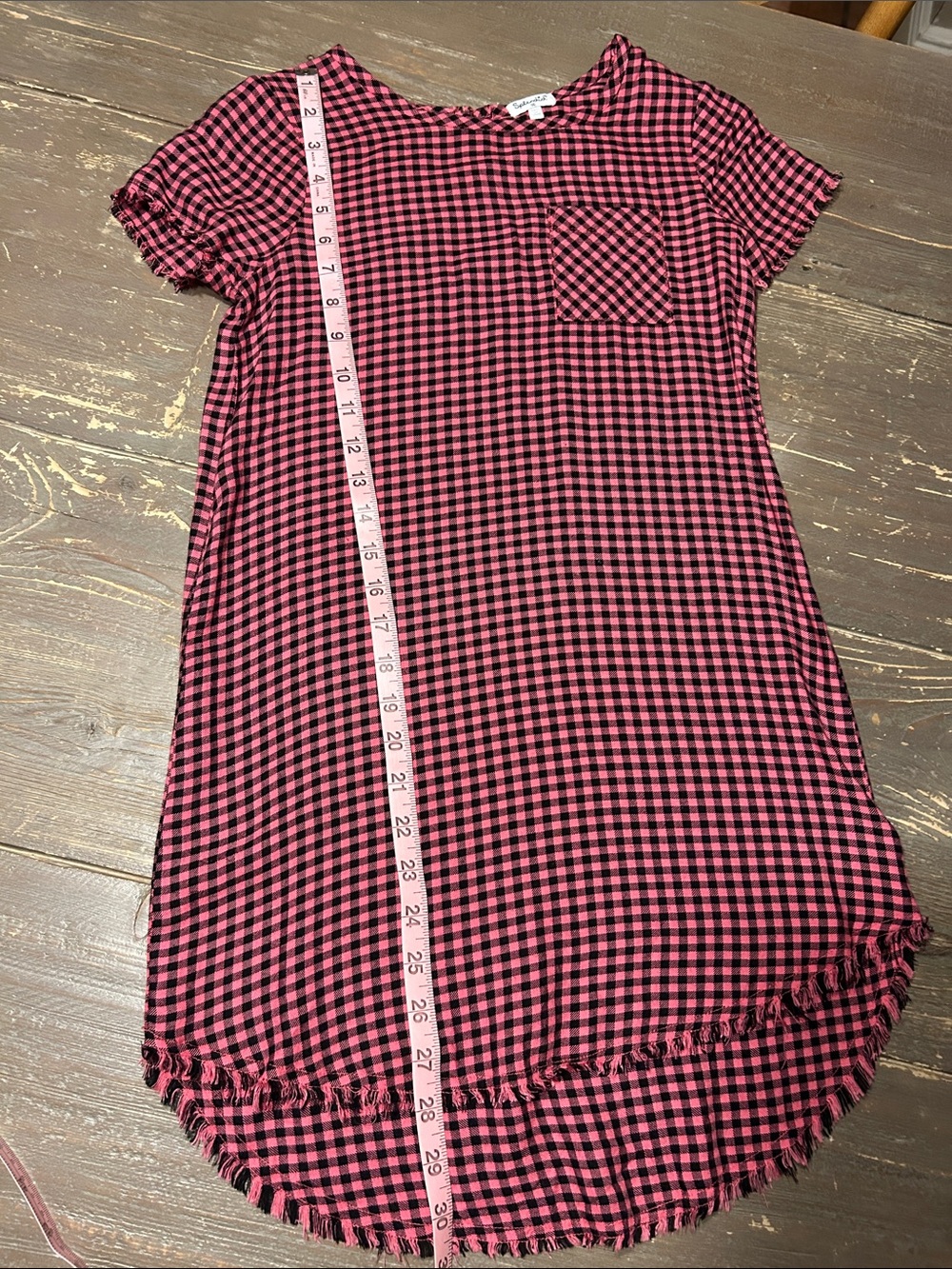 Splendid Pink and Black Gingham Short Sleeve Dress